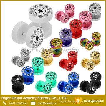 New design 316L Stainless Steel Multi Gems Star Laser Fake Cheater Plugs